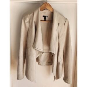 AQUA Women's Drape Front‎ Faux Suede Jacket Elegant Zipper Closure Sz S